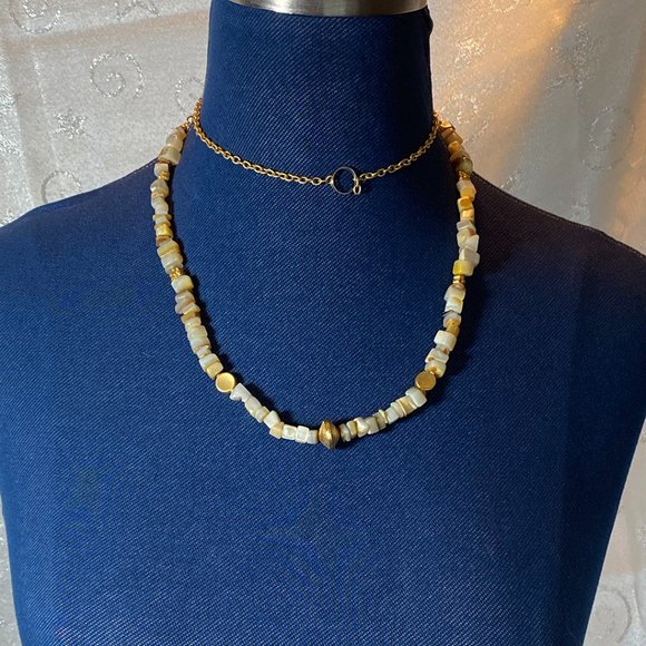COPY - Natural Agate stone with chain linked necklace, 34" - Picture 2 of 8